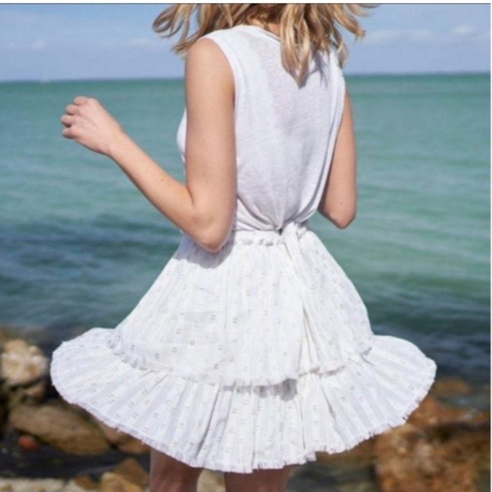 Vineyard Vines Ruffle White Gold Tiered  Skirt Size XL